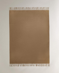 Zara Home - Декоративный плед с бахромой, бежевый, 140x190 см