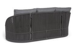 "Монтелла" диван 3-местный плетеный из роупа, каркас алюминий темно-серый (RAL7024) муар, роуп темно-серый круглый, ткань темно-серая 027