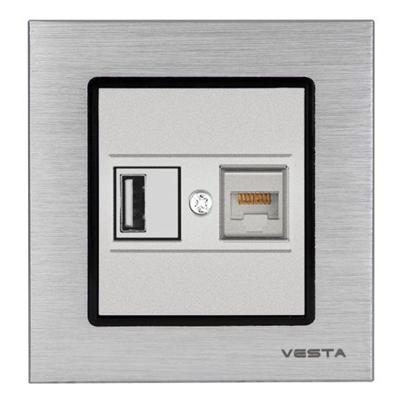 Розетка LAN/USB Vesta-Electric Exclusive Silver Metallic серебро FRZ00050502SRB