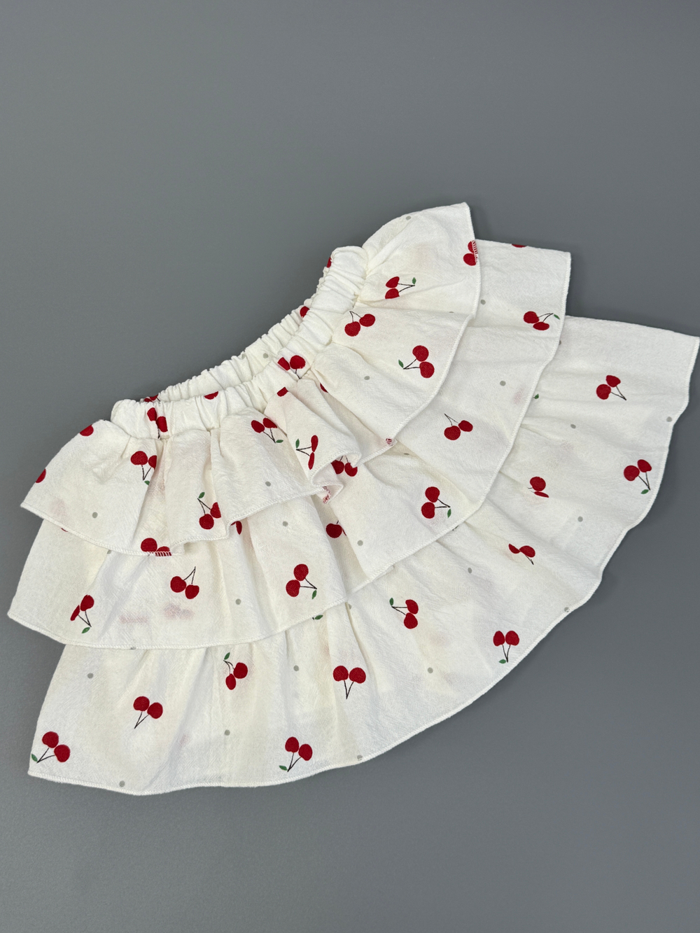 Юбка-шорты из жатого хлопка «Вишенки»