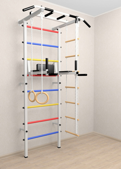 Шведская стенка Sv Pro 803 (Турник Pro/Брусья/стойка/Канат/Кольца/Лестница)