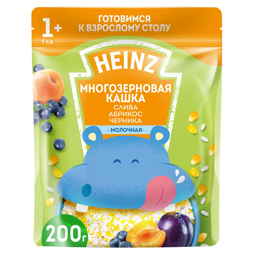 Каша молочная Heinz Любопышки с 12 мес. Многозерновая слива абрикос черника (200 г)