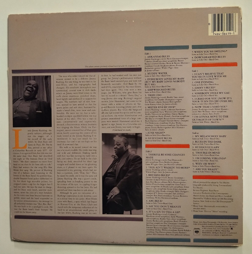 Винтажная виниловая пластинка LP Jimmy Rushing Mr. Five By Five (USA 1980)