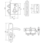 Замок врезной Trodos, 50/76-ЦМВ70 AB, 202068, ручка в комплект, цилиндровый, бронз