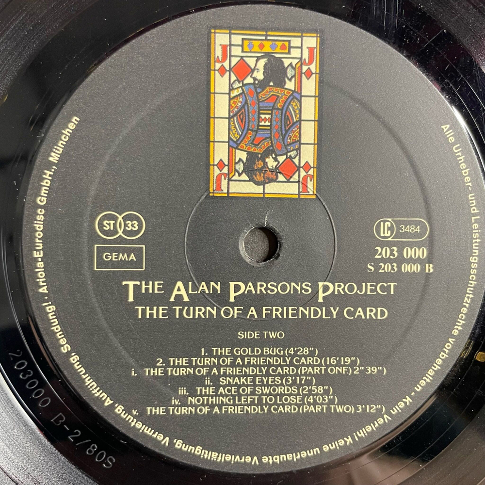 Винтажная виниловая пластинка LP The Alan Parsons Project The Turn Of A Friendly Card (Germany 1981) The Ace Of Swords
