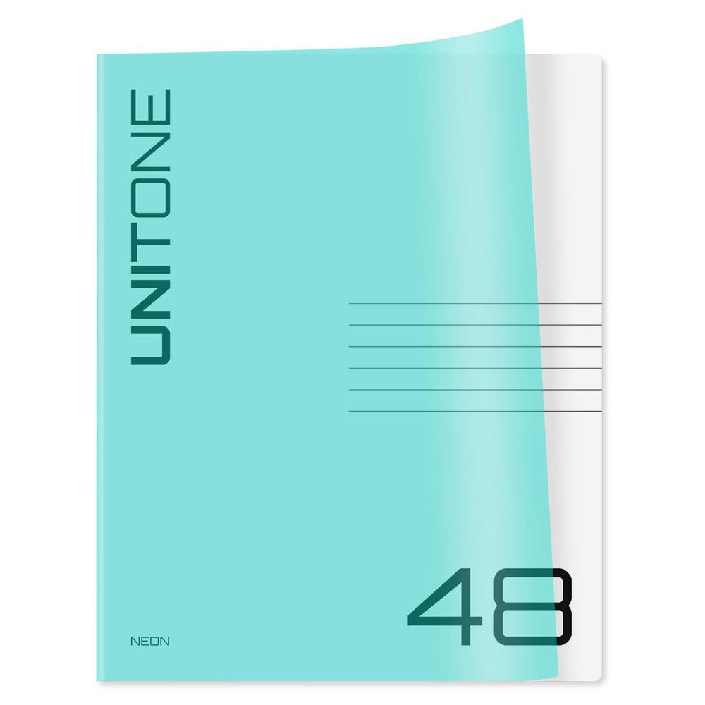 Тетрадь 48л. клетка,пластик. обложка, неон голубой &quot;UniTone. Neon&quot; (BG)