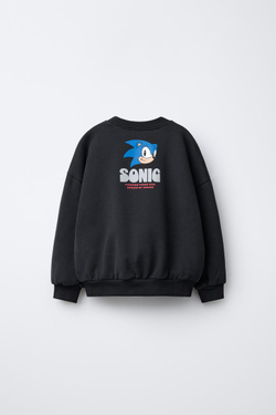 ZARA ТОЛСТОВКА SONIC © SEGA, АНТРАЦИТОВО-СЕРЫЙ