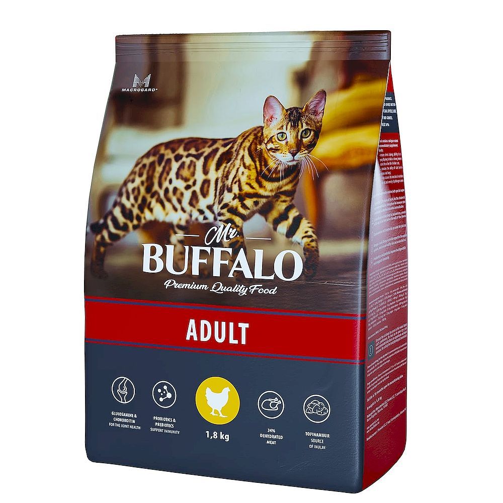 Сухой корм Mr.Buffalo ADULT для взрослых кошек с курицей, пакет 1,8 кг Сухой корм Mr.Buffalo ADULT для взрослых кошек с курицей, пакет 1,8 кг
