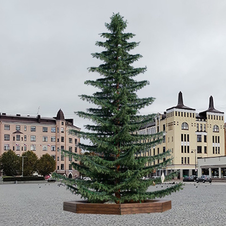 Уличная ствольная елка со скамейкой "Лесная" (Литая хвоя) 14 м