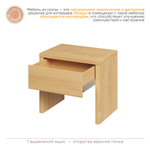 Тумба прикроватная 01 ALINA из дерева, цвет светлое дерево/ черный