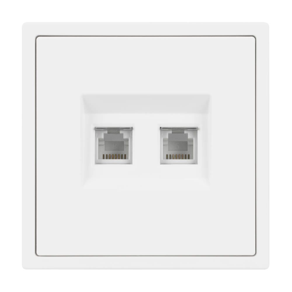 Механизм сдвоенной телефонной розетки SCT-NOBE-MTL2-SFPL-WH (RJ-11, 4C) (Arlight, Белый кварц) 054308