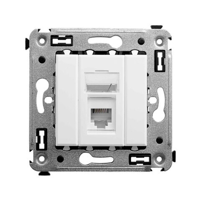 Телефонная розетка RJ-12 в стену одинарная, "Avanti", "Белое облако"