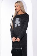 Джемпер с аппликацией (черный меланж) Б8334 LT Collection