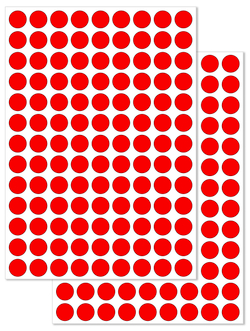 Красные виниловые наклейки для упаковки и маркировки Policomprint M20, 12 мм. 234 шт.