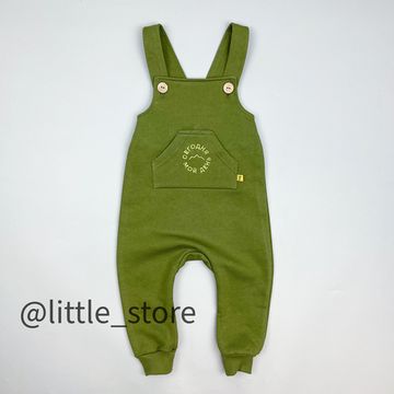 Полукомбинезон из футера с начесом, Хаки