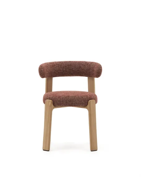 Стул Granite на 4 ножках из терракотового шенилла и массива ясеня в натуральной отделке