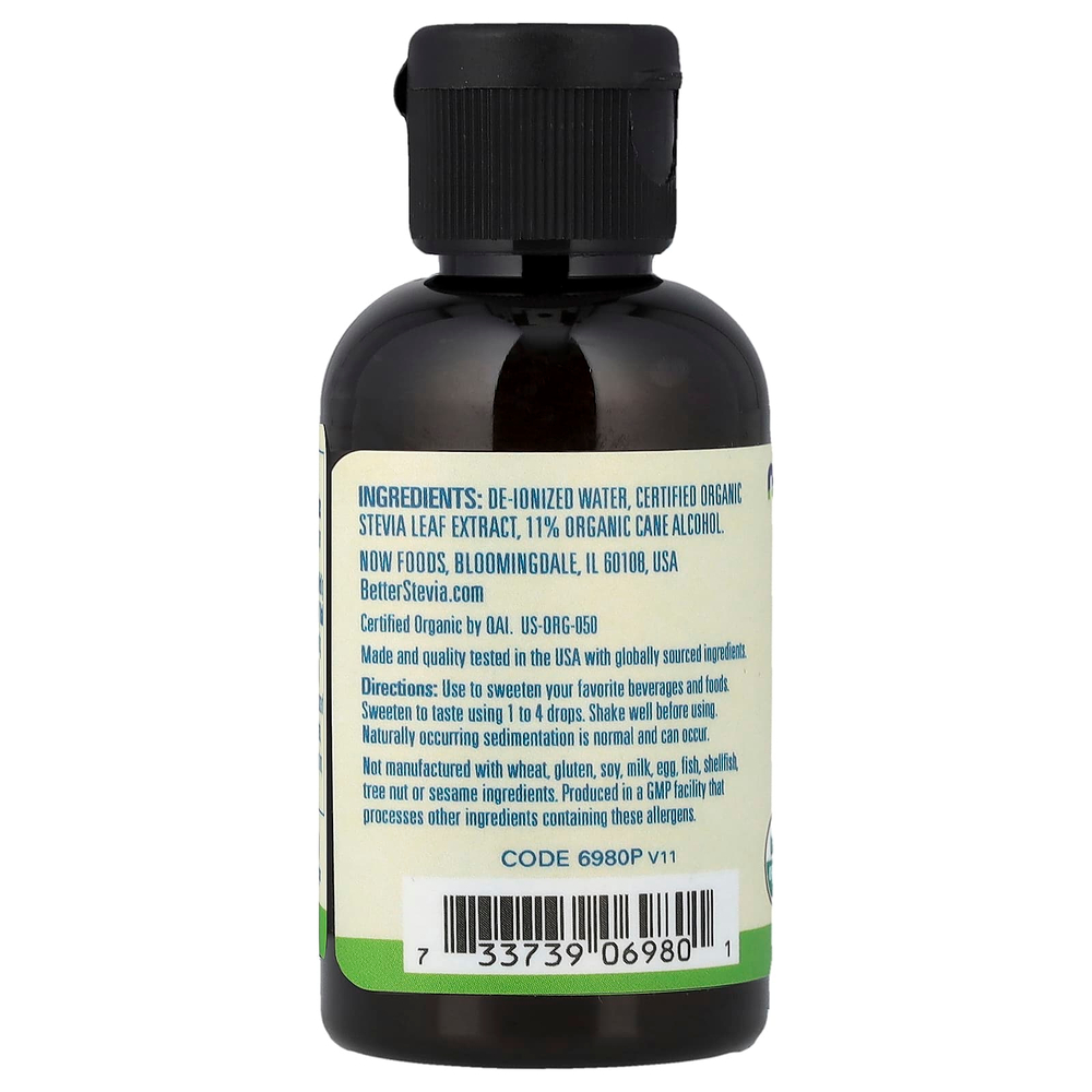 NOW Foods, Better Stevia, органический бескалорийный жидкий подсластитель, 59 мл (2 жидк. унции)