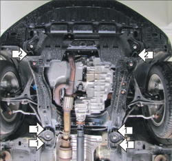Защита картера Двигателя, КПП. 3 мм, Сталь. для Honda Crosstour 2008-2012 MOTODOR.10803
