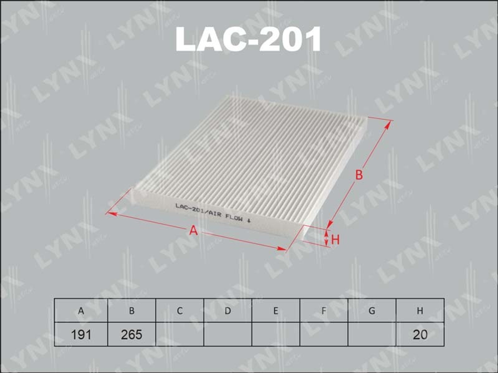 LAC-201 LYNX Фильтр салонный