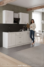 Модуль навесной угловой 96х35х75, Стокгольм Светлый, массив сосны, белый, Dipriz