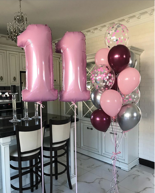 Набор шаров в Розовом и Бордовом Цвете