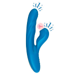 Голубой вибратор-кролик 22,2см с возвратно-поступательными движениями, вакуумом и подогревом BeYourLover Otto Blue Z139