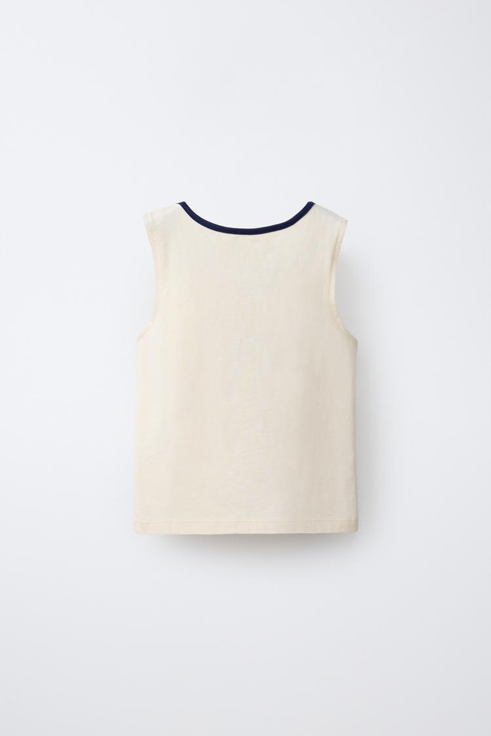 ZARA ФУТБОЛКА С НАДПИСЬЮ И КОНТРАСТНОЙ ОТДЕЛКОЙ, ЭКРЮ