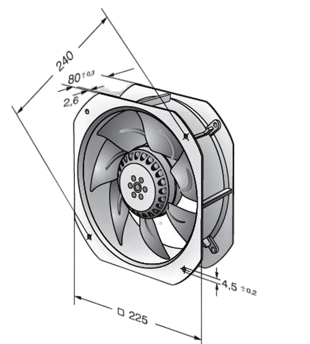 Вентилятор  230v 80W W2E200-HH38-01  KONE.