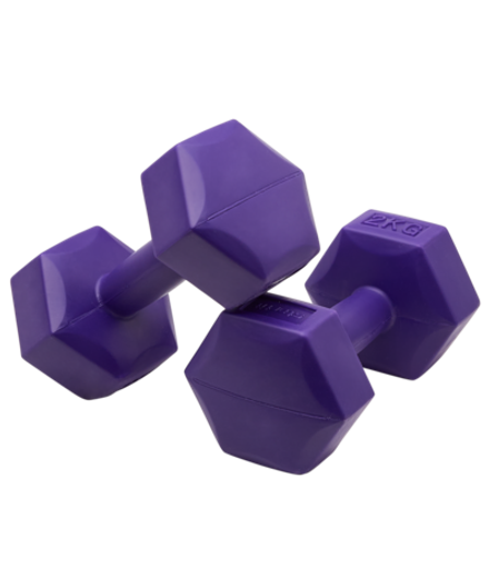 Гантель гексагональная DB-305 2 кг, пластиковый, фиолетовый, пара