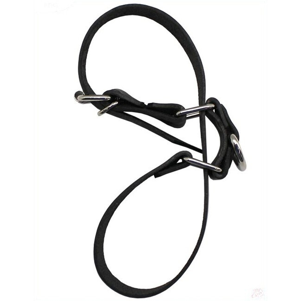 Ременные наручники с полукольцом (узкие) (Цвет: черный с серебряным)