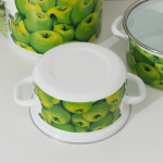 Набор эмалированной посуды 6 пр, кастрюли 1.5,2.3,5 л, Керчь, Поздние яблоки 5-1-Экстра, бел