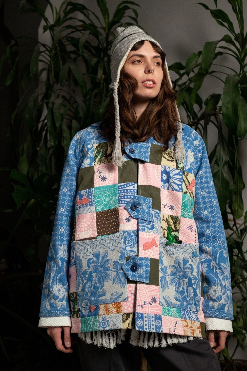 Куртка Soeurs с Розовыми Рыбами / Pink Fishes синяя