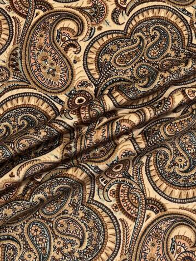 Бархат хлопок с эластаном Pontoglio 1883 бежево-карамельный с пейсли