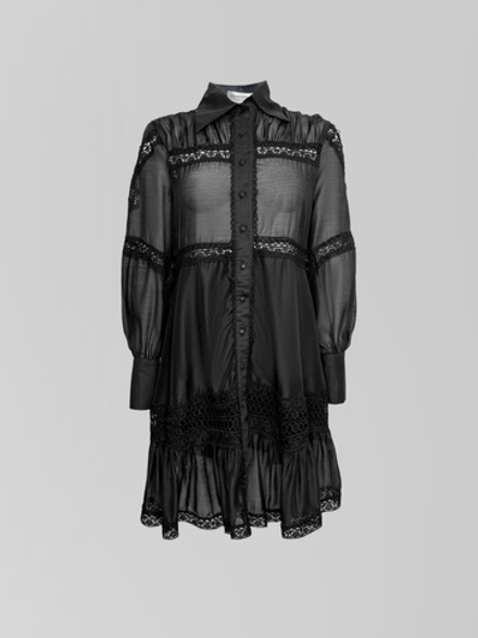 Платье Xinran Studio на пуговицах кружевное с воланами внизу