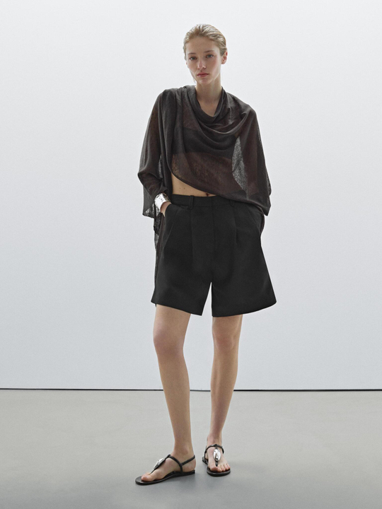 Massimo Dutti Плиссированные шорты, черный
