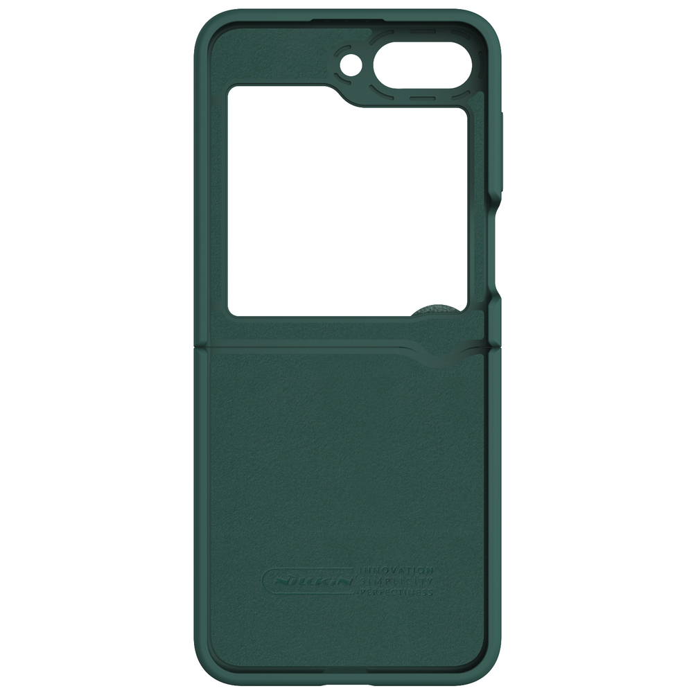 Чехол зеленого цвета (Exuberant Green) с мягким силиконовым покрытием от Nillkin для Samsung Galaxy Z Flip 5, серия Flex Flip
