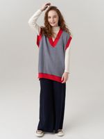 Жилетка для девочки в школу 953 индиго-коралл