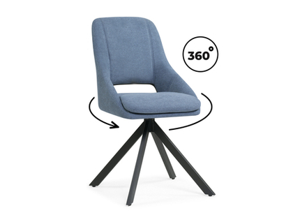 Стул на металлокаркасе Woodville Оливер крутящийся синий, черный, ножки черные