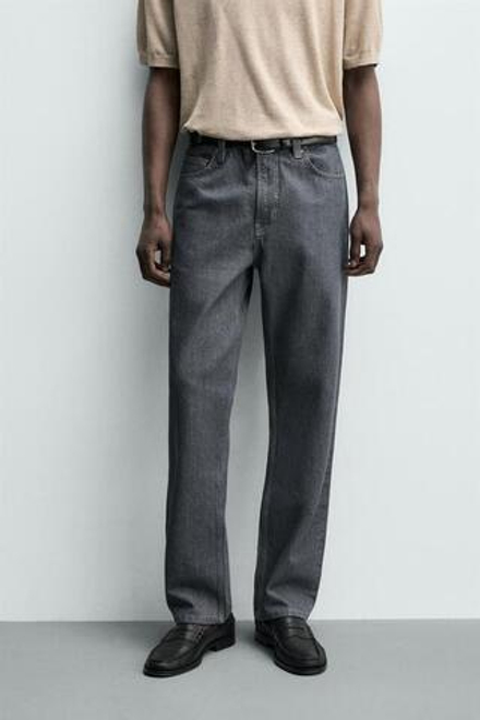 ZARA ДЖИНСЫ STRAIGHT FIT, СЕРЫЙ