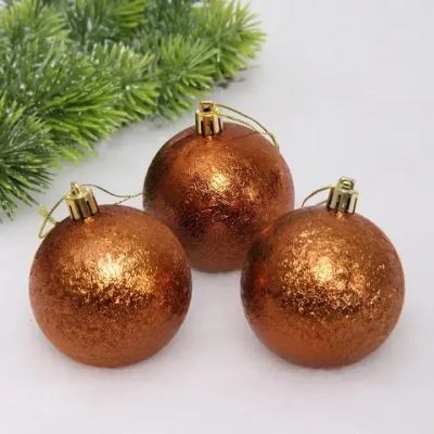 Новогодние шары 7см (набор 3шт) «Мягкий блеск», шоколад