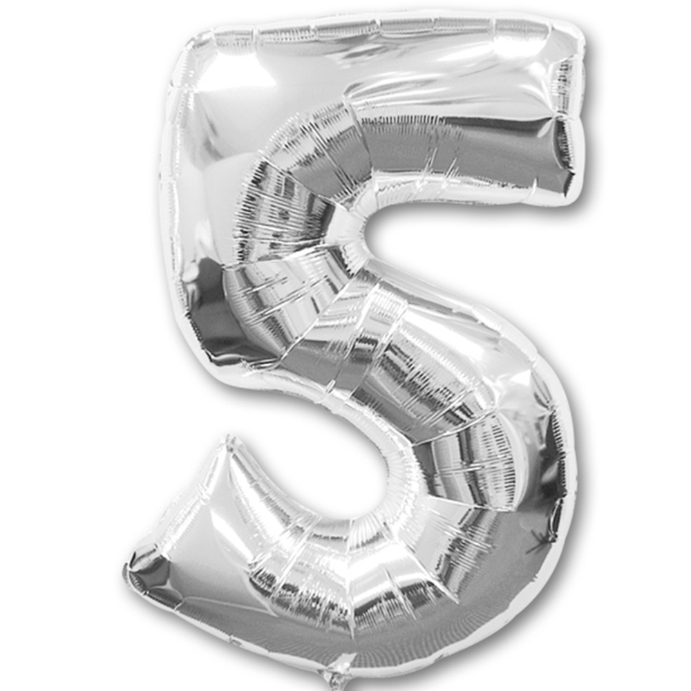 Шар фольгированный Цифра 5 85 см (Серебряный)