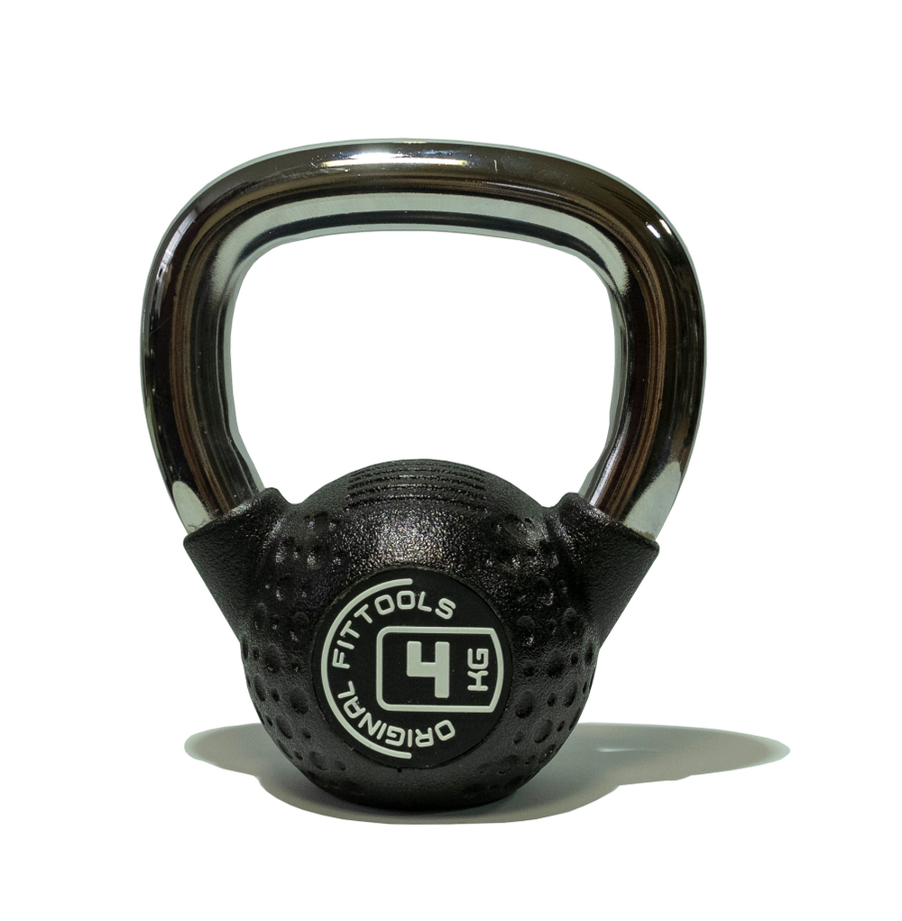 Гиря 4 кг с хромированной ручкой полиуретановая (CPU)