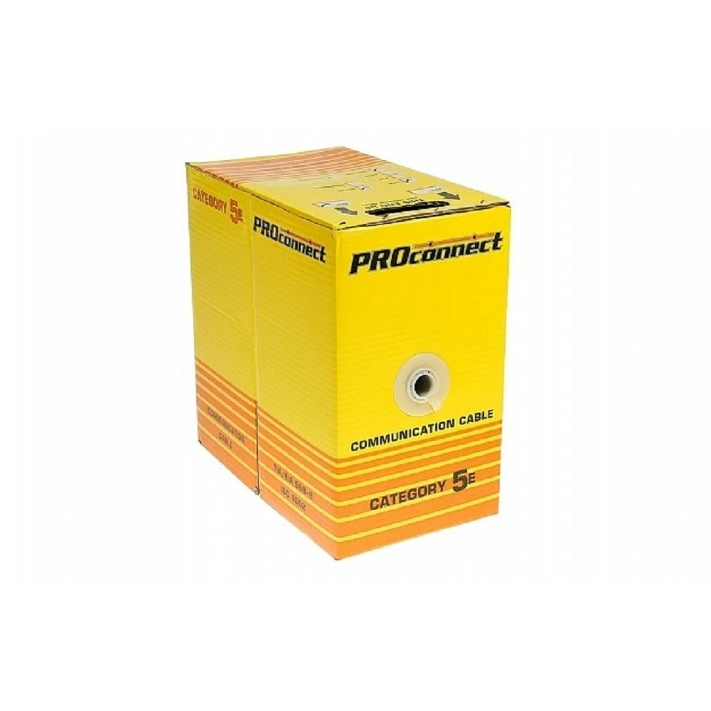 PROconnect (01-0045-3) Кабель витая пара омедненный, U/UTP, CCA, CAT 5e, PE, 4PR, 24AWG, OUTDOOR, SOLID, черный, 305м