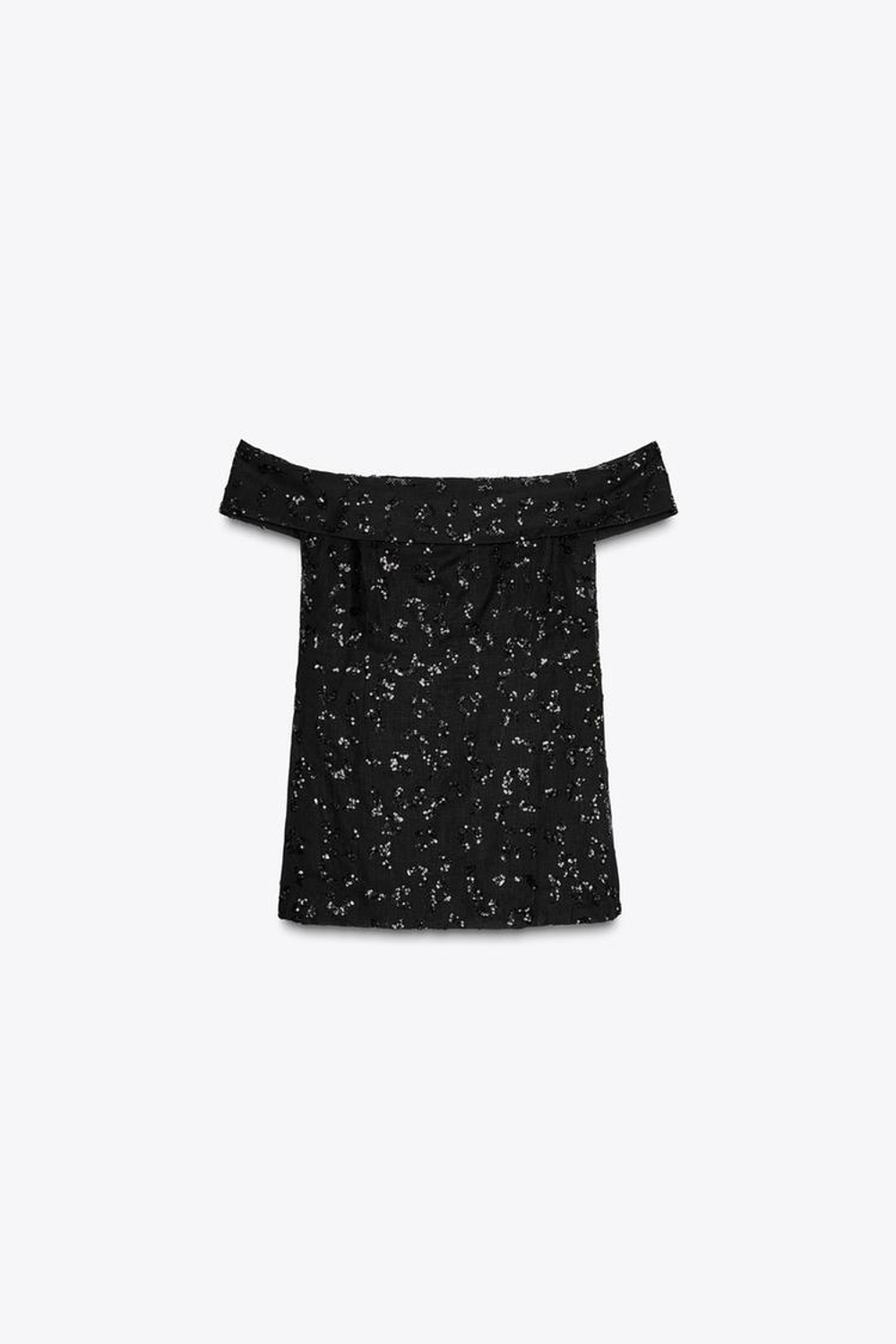 ZARA ТОП С ПАЙЕТКАМИ БЕЗ РУКАВОВ, ЧЕРНЫЙ