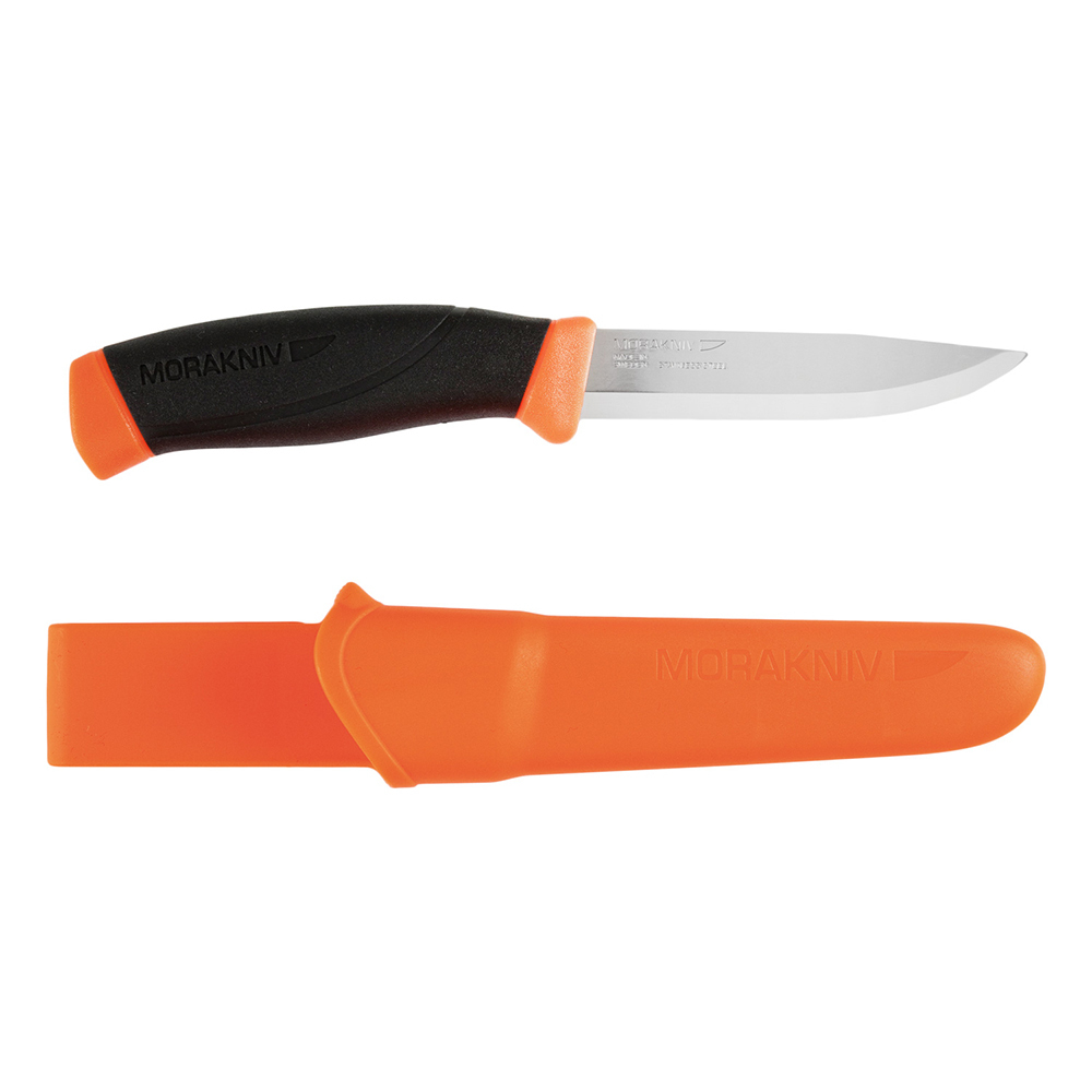 Нож Morakniv Companion F Orange, нержавеющая сталь, прорезиненная рукоять с оранжевыми накладками