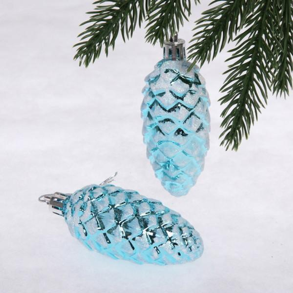 Ёлочные игрушки "Таинственное очарование" Шишки 9 см-набор 2шт голубой