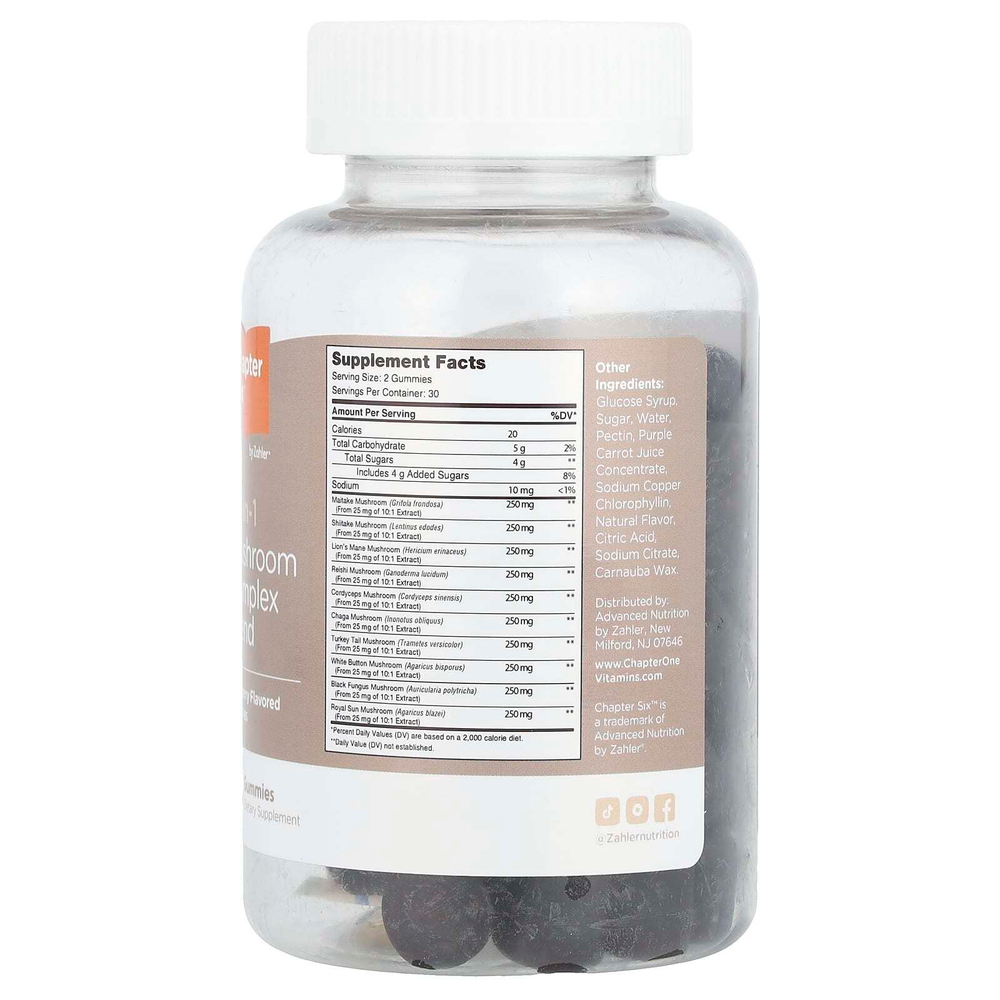 Chapter Six, 10-in-1 Mushroom Complex Blend Gummies, Raspberry, 60 Gummies