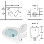 Унитаз подвесной Azario Trevi 495х360х390 безободковый, слив "Скрытое Торнадо", в комплекте с сидением микролифт, белый (AZ-0093UQ3)