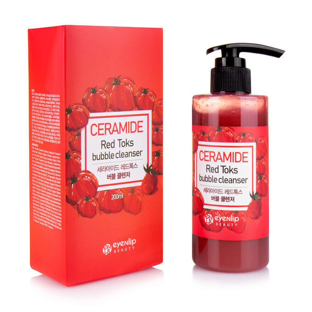 EYENLIP / Пузырьковая крем-пенка кислородная для умывания CERAMIDE RED TOKS BUBBLE CLEANSER, 200мл