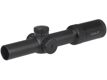 Прицел Gaut Nephrite 1-4x24, сетка 92, подсветка красная, 30мм, поправки 1/2 МОА, ударная стойкость-ускорение 1000g, 521г